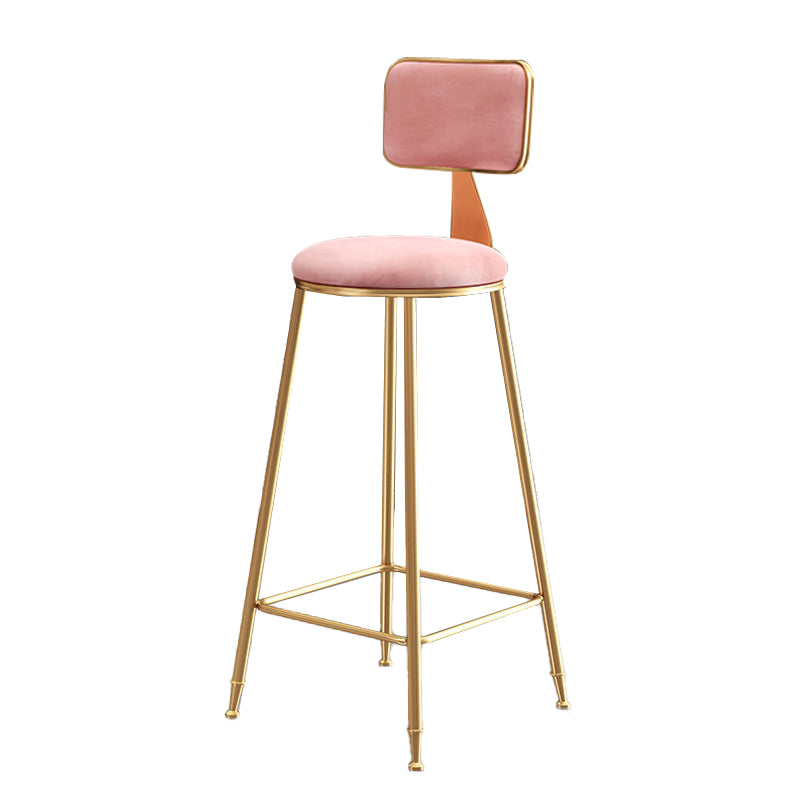 Glam Velvet Bar and Counter Stool Round Stool with 4 Gold Legs
