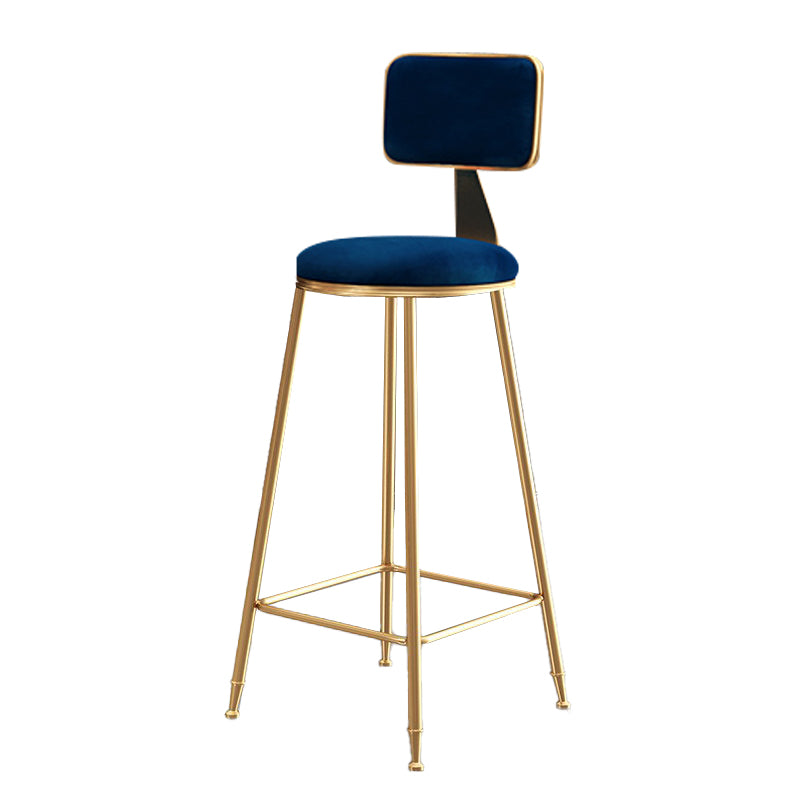Glam Velvet Bar and Counter Stool Round Stool with 4 Gold Legs