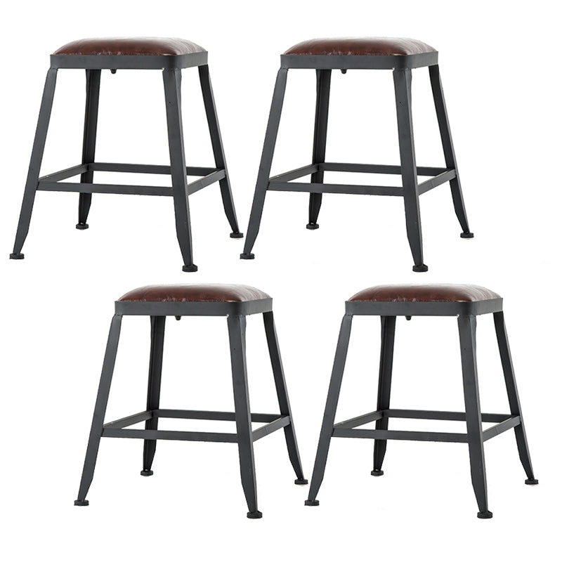Industrial Leather Bar and Counter Stool Square Stool with 4 Legs
