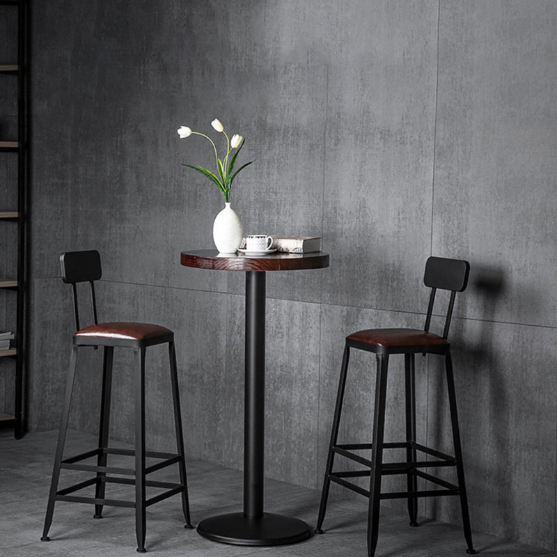 Industrial Leather Bar and Counter Stool Square Stool with 4 Legs