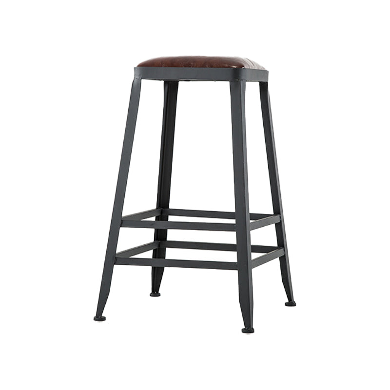 Industrial Leather Bar and Counter Stool Square Stool with 4 Legs