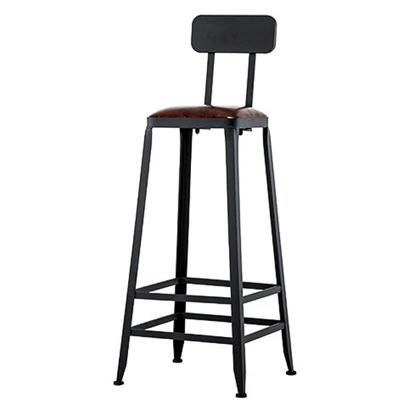 Industrial Leather Bar and Counter Stool Square Stool with 4 Legs