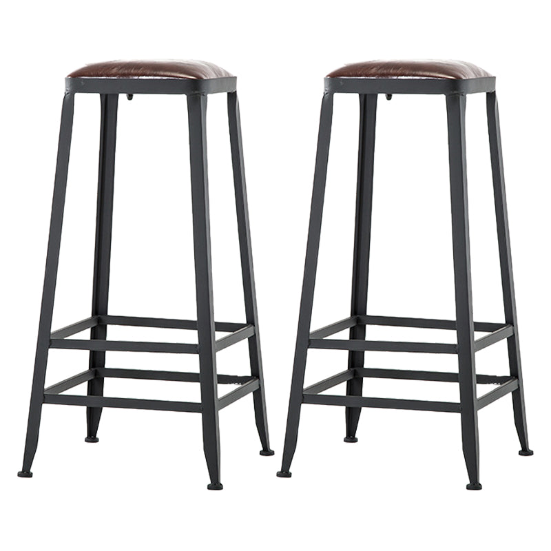 Industrial Leather Bar and Counter Stool Square Stool with 4 Legs