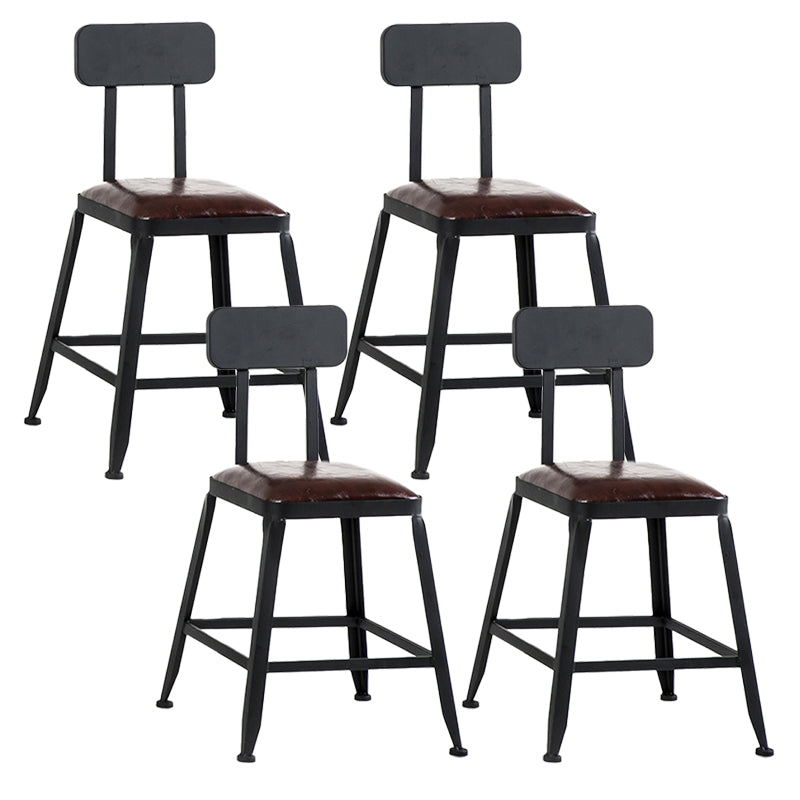 Industrial Leather Bar and Counter Stool Square Stool with 4 Legs