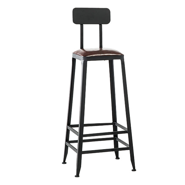 Industrial Leather Bar and Counter Stool Square Stool with 4 Legs