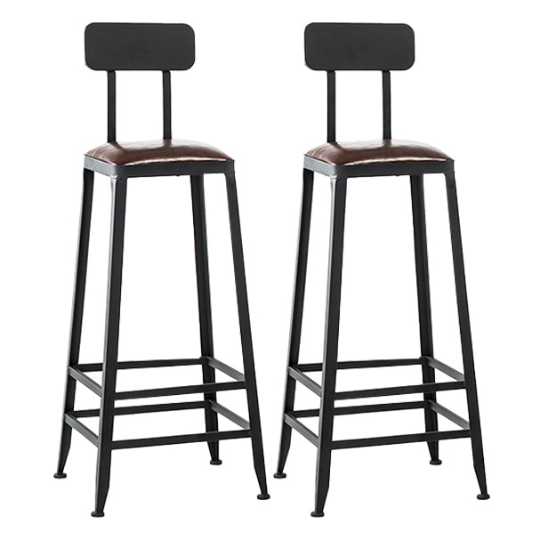 Industrial Leather Bar and Counter Stool Square Stool with 4 Legs