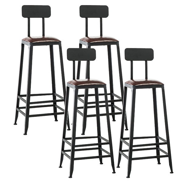Industrial Leather Bar and Counter Stool Square Stool with 4 Legs
