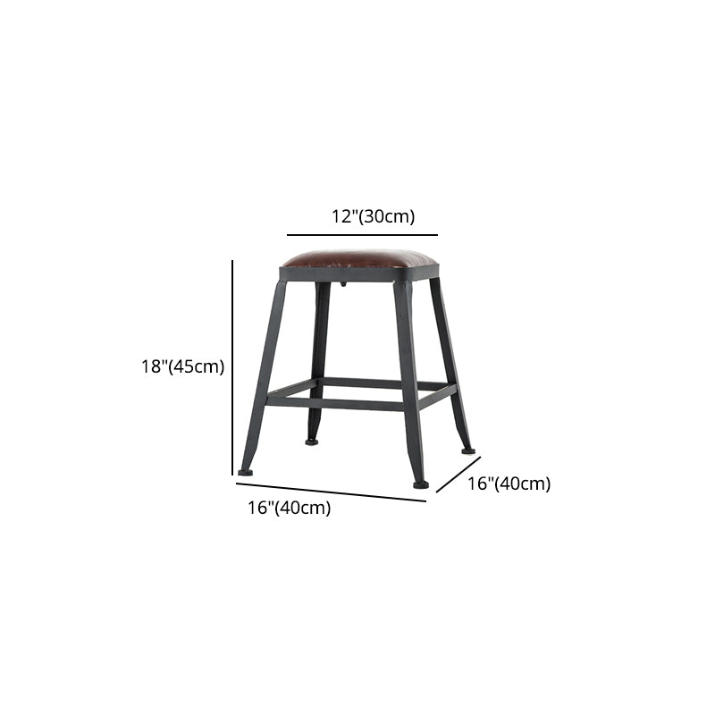 Industrial Leather Bar and Counter Stool Square Stool with 4 Legs