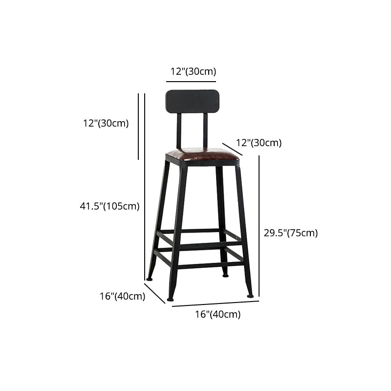Industrial Leather Bar and Counter Stool Square Stool with 4 Legs