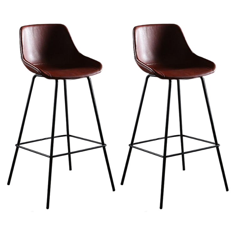 Industrial Style PU Leather Stools Square Low Back with Metal Legs for Bristol