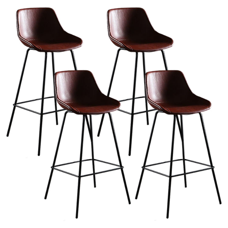 Industrial Style PU Leather Stools Square Low Back with Metal Legs for Bristol