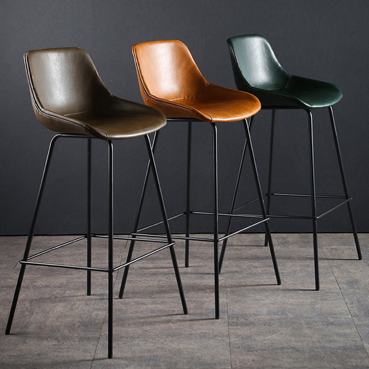 Industrial Style PU Leather Stools Square Low Back with Metal Legs for Bristol