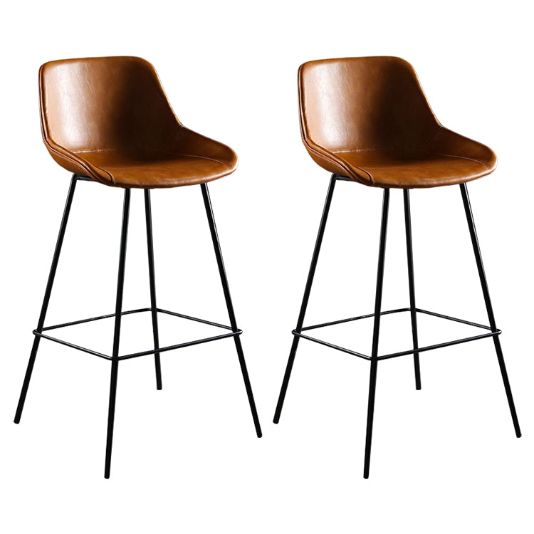 Industrial Style PU Leather Stools Square Low Back with Metal Legs for Bristol