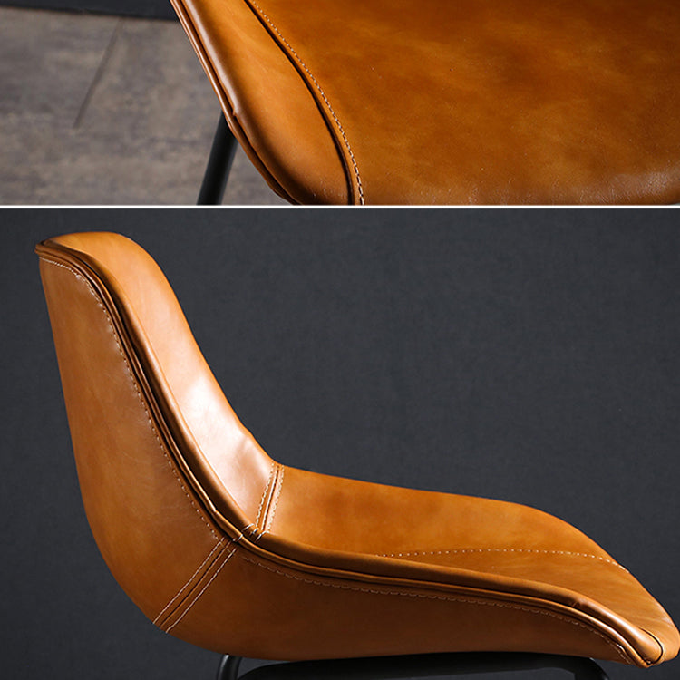 Industrial Style PU Leather Stools Square Low Back with Metal Legs for Bristol