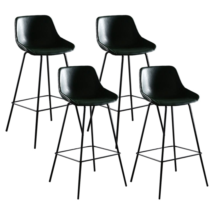 Industrial Style PU Leather Stools Square Low Back with Metal Legs for Bristol