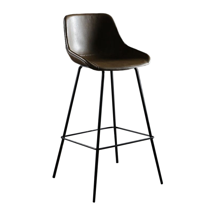 Industrial Style PU Leather Stools Square Low Back with Metal Legs for Bristol