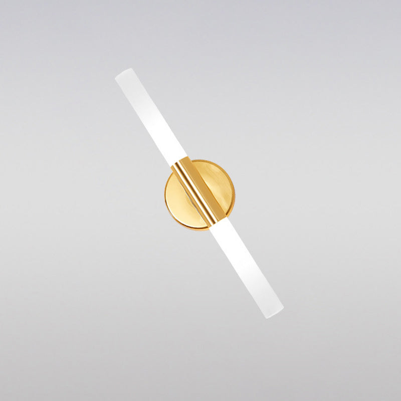 Minimalistische schlanke röhrenförmige Wandleuchte weiße Glas -Led -Eckwandbeleuchtung in Messing
