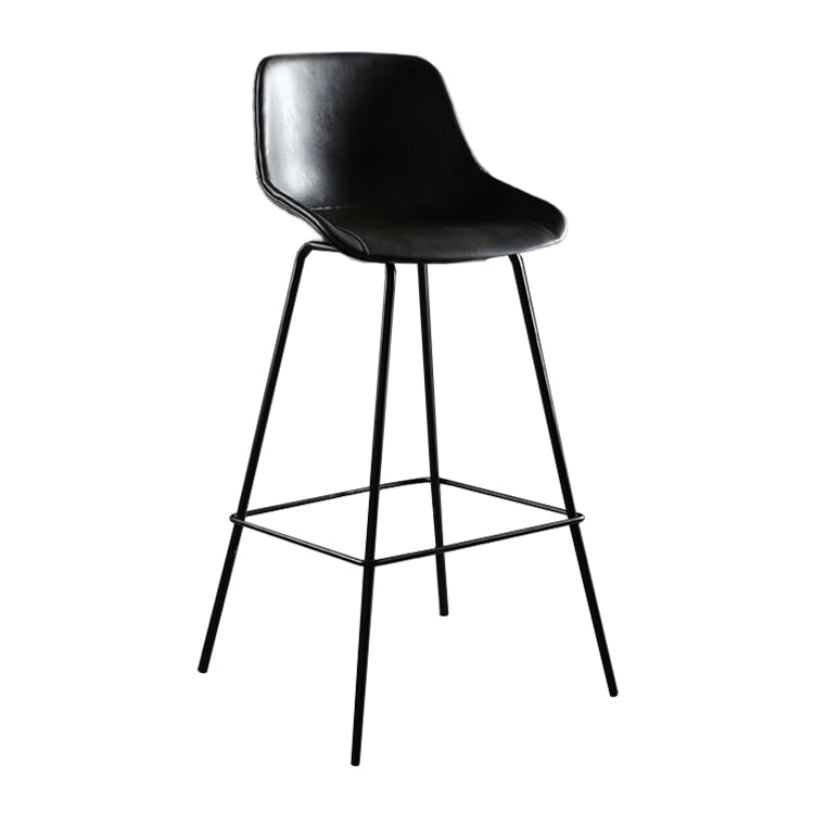 Industrial Style PU Leather Stools Square Low Back with Metal Legs for Bristol
