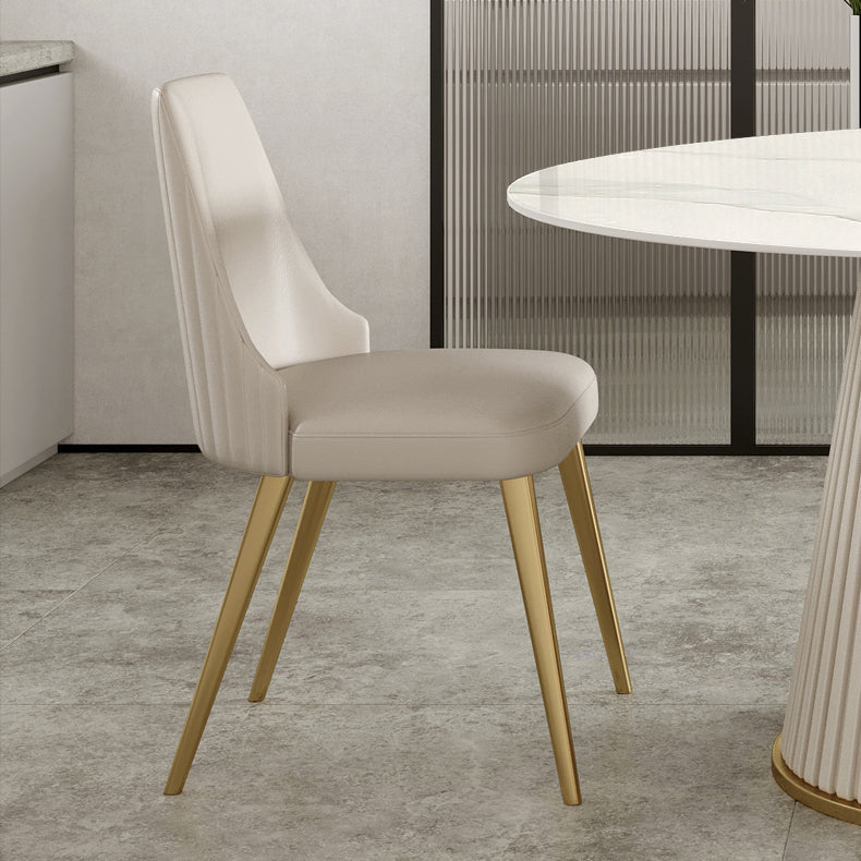 Glam Leather Dinette Set 1/3/4/5/7 Pieces Dining Table Set with Round Sintered Stone Top