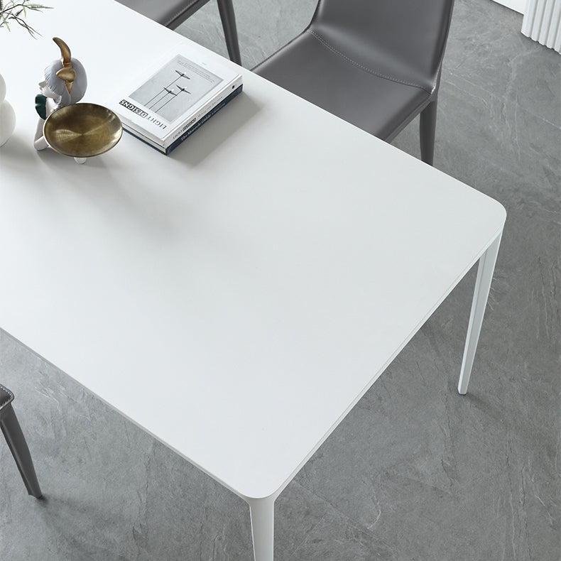 Modern Aluminium Dinette Set 1/2/7 Pieces Rectangle White Sintered Stone Dining Table Set