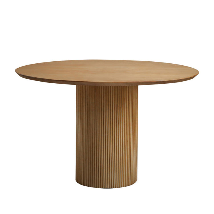 Round Dining Table Contemporary Style Solid Wood Brown Dinner Table