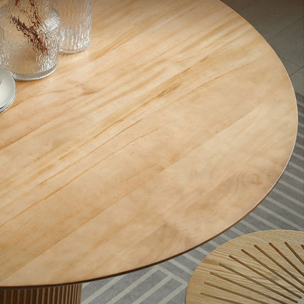Round Dining Table Contemporary Style Solid Wood Brown Dinner Table