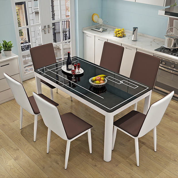Modern White Glass Dining Table Rectangle Dining Table for Kitchen
