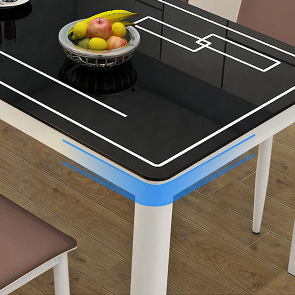 Modern White Glass Dining Table Rectangle Dining Table for Kitchen