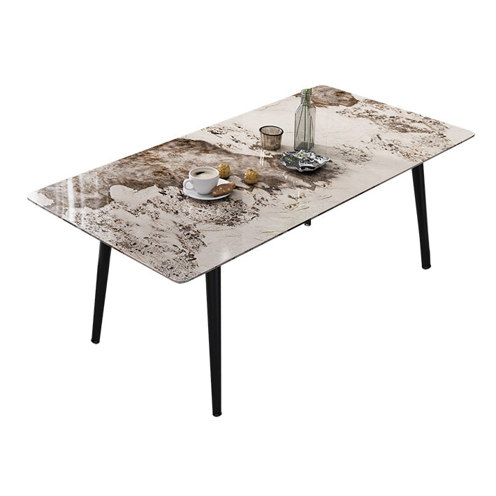 Modern Rectangle Dining Table Sintered Stone 4 Legs Table for Dining Room