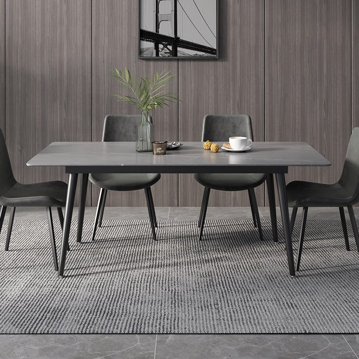 Modern Rectangle Dining Table Sintered Stone 4 Legs Table for Dining Room