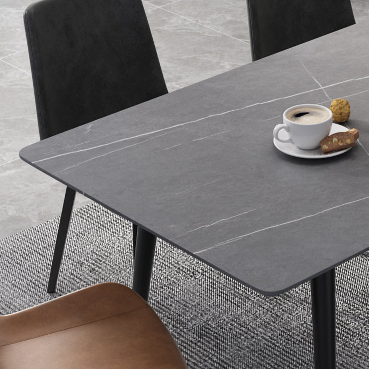 Modern Rectangle Dining Table Sintered Stone 4 Legs Table for Dining Room