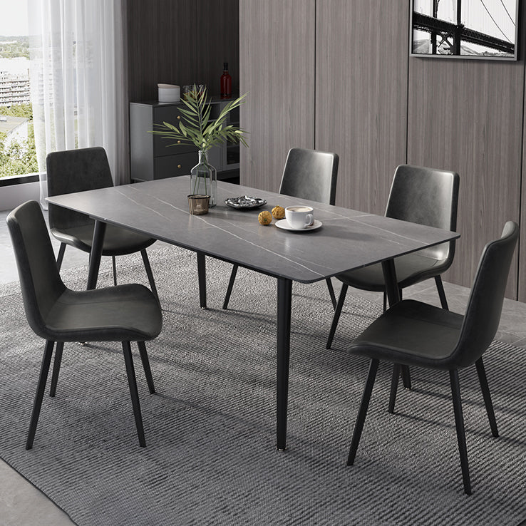 Modern Rectangle Dining Table Sintered Stone 4 Legs Table for Dining Room