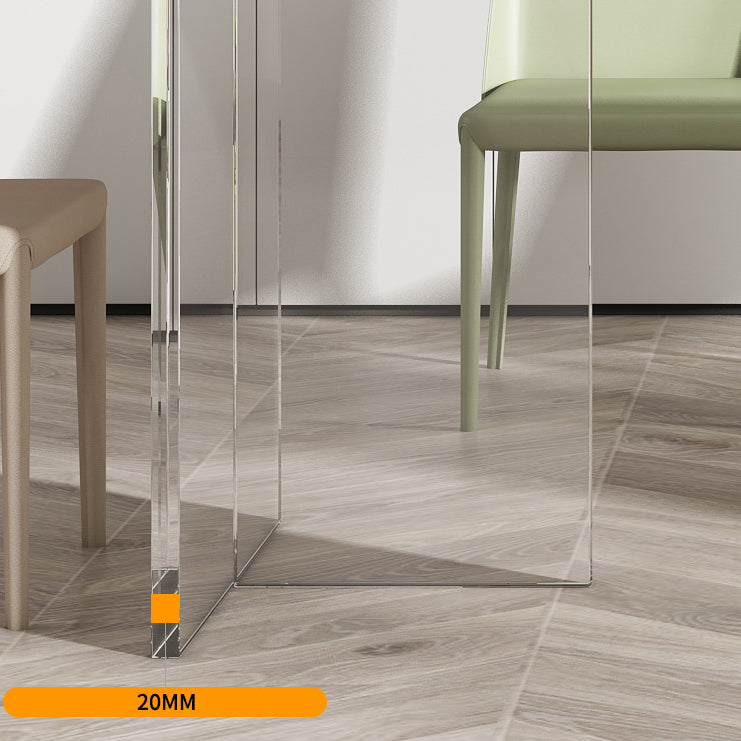 Modern Rectangle Dining Table White Sintered Stone Top Acrylic Base Table