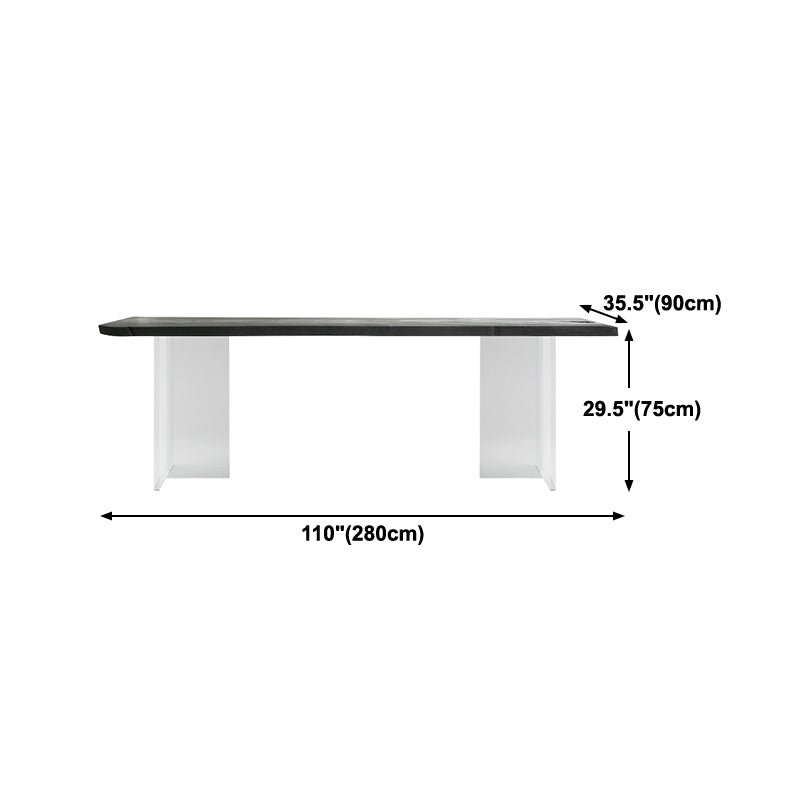 Irregular Dining Table Contemporary Style Solid Wood Black Dinner Table