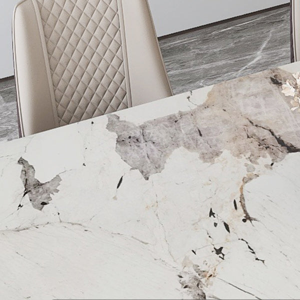 Modern Sintered Stone Dining Table Double Pedestal Table with Acrylic Base for Home