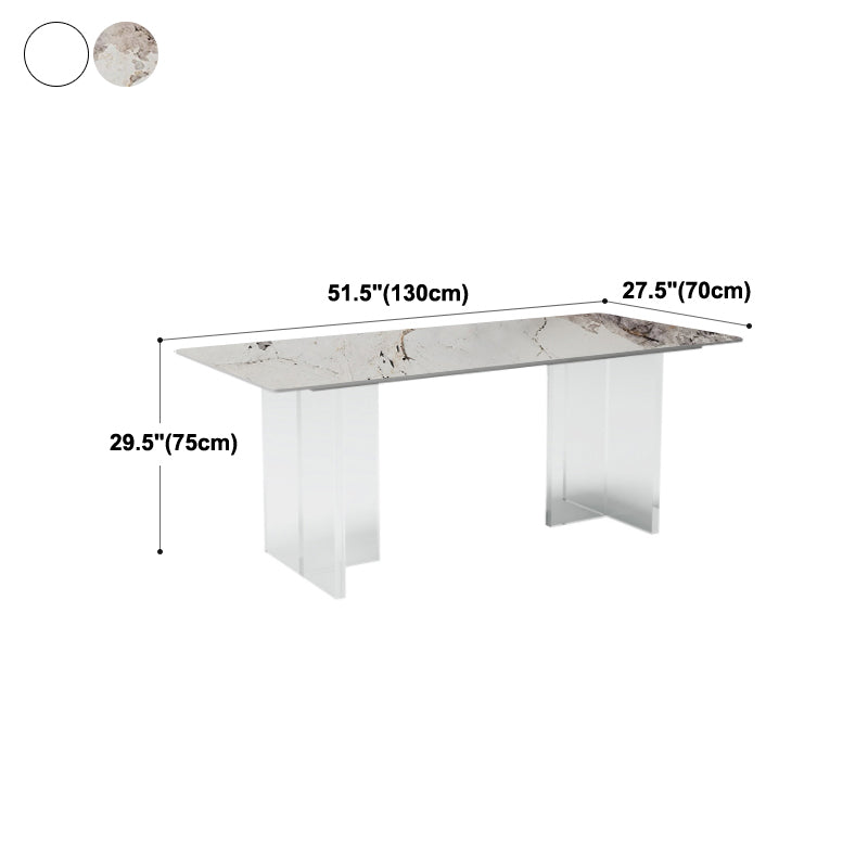 Modern Sintered Stone Dining Table Double Pedestal Table with Acrylic Base for Home