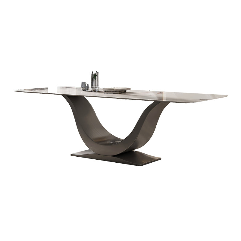 Modern Style Pedestal Dining Table Sintered Stone Rectangle Table for Home