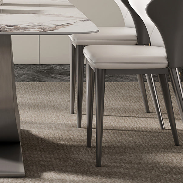 Modern Style Pedestal Dining Table Sintered Stone Rectangle Table for Home