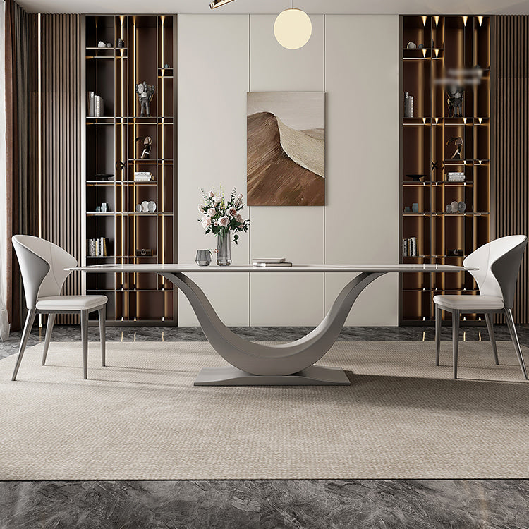 Modern Style Pedestal Dining Table Sintered Stone Rectangle Table for Home