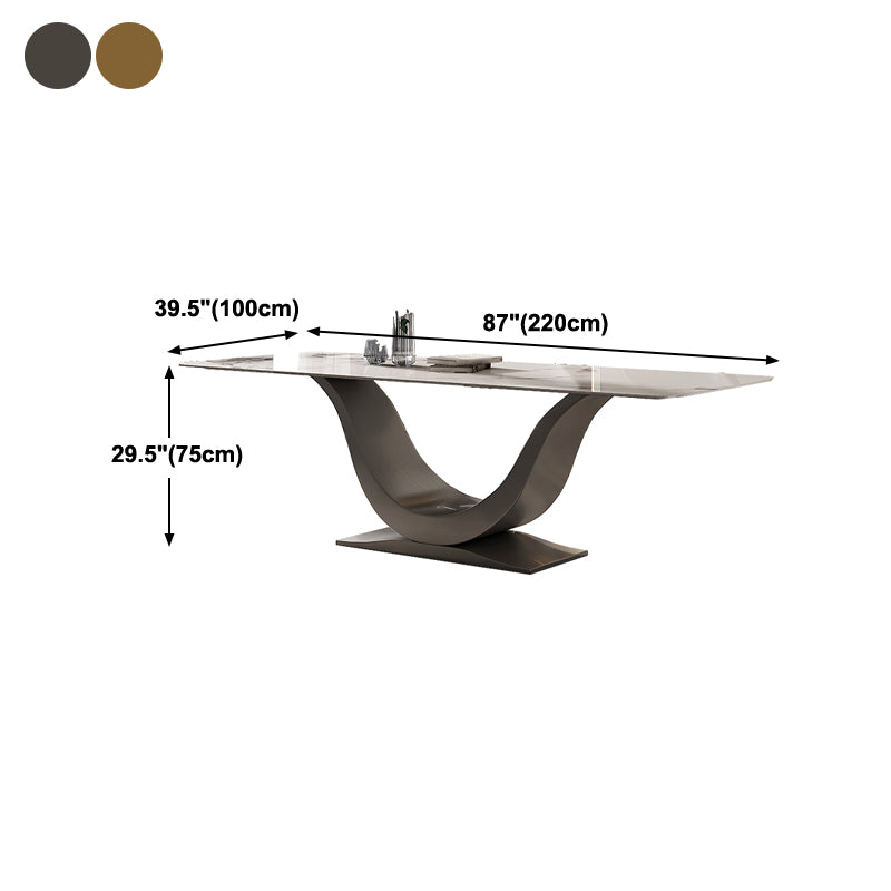 Modern Style Pedestal Dining Table Sintered Stone Rectangle Table for Home