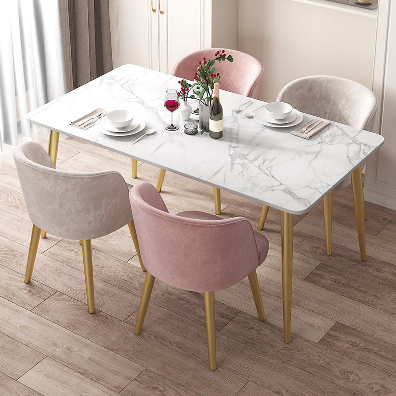 Sintered Stone Dining Table Traditional Luxury 4 Legs Table with Gold Frame