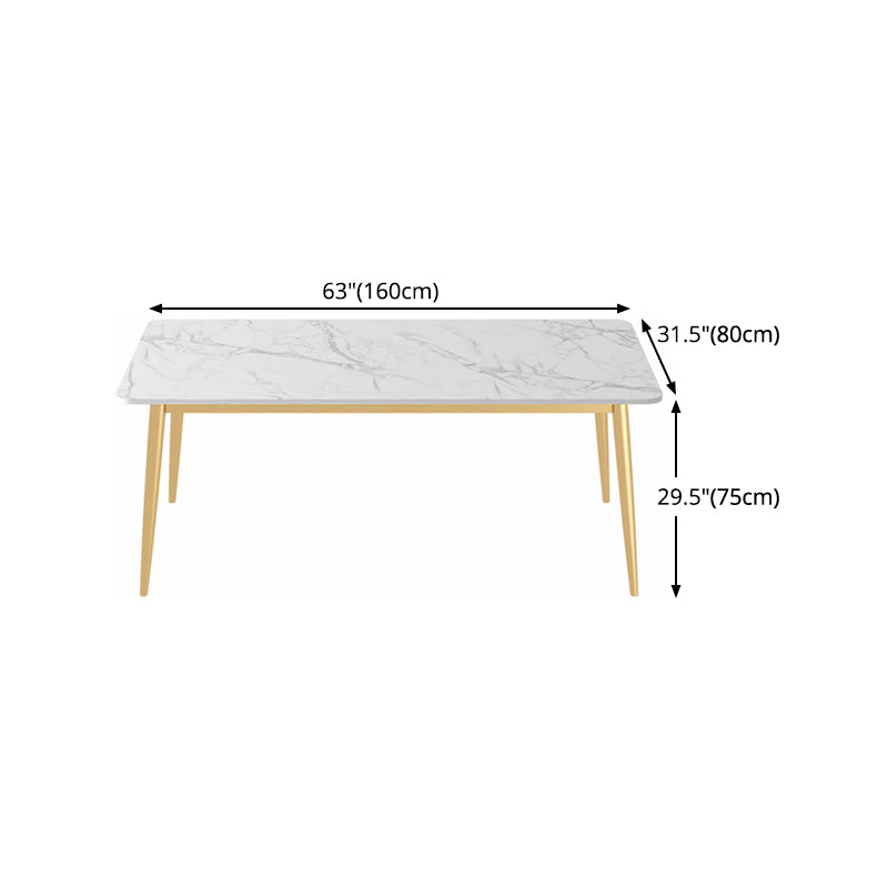 Sintered Stone Dining Table Traditional Luxury 4 Legs Table with Gold Frame