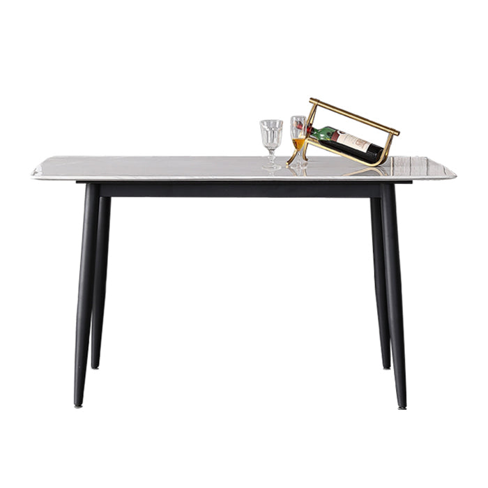 Industrial White Table for Restaurant Rectangle Dining Table with Black 4 Legs
