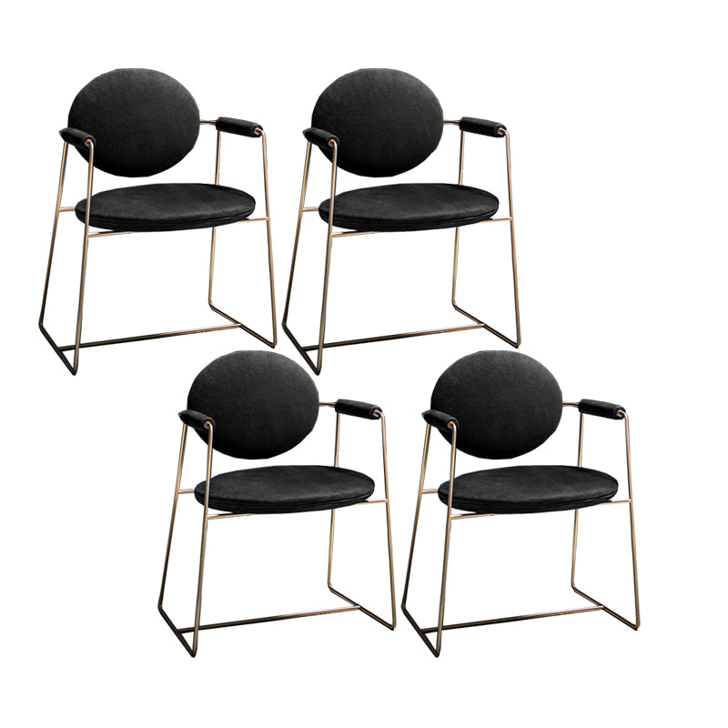 Glam Velvet Dining Chairs Metal Arm Dining Chair for Home Use