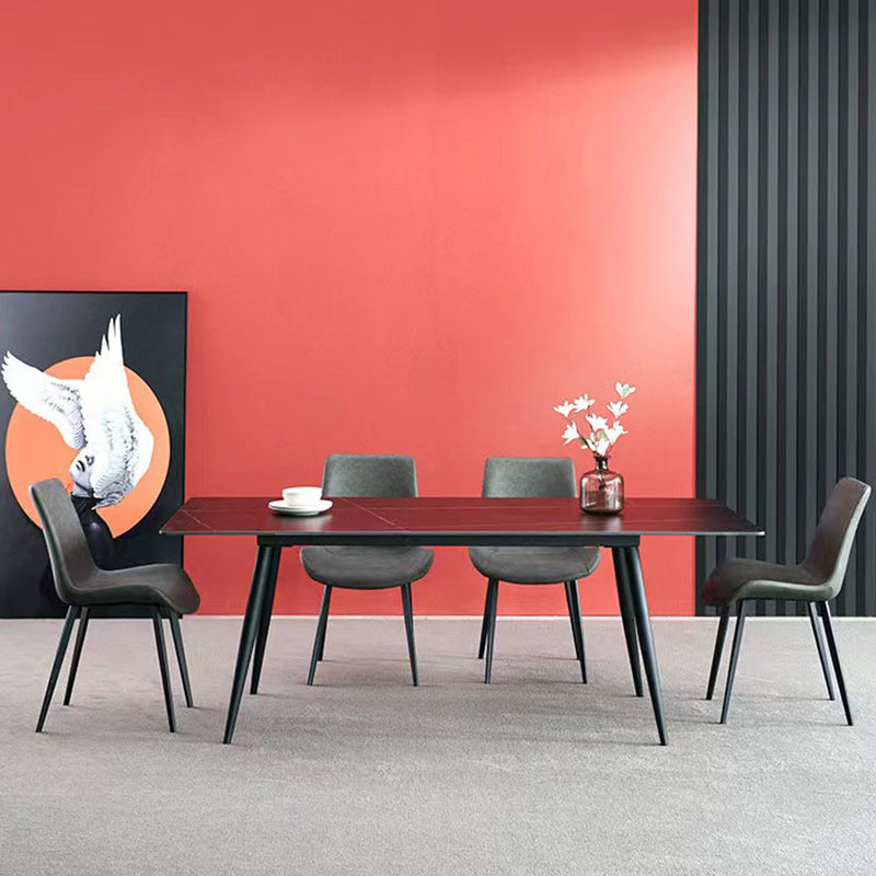 Industrial Leather Dining Chairs Solid Back Arm Side Chairs for Kitchen