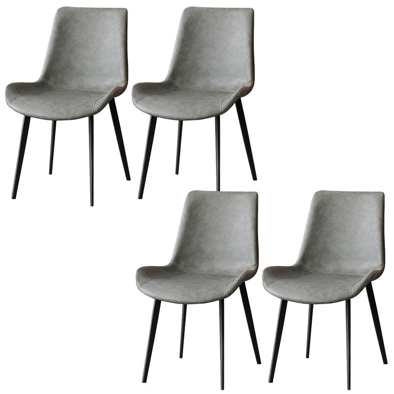 Industrial Leather Dining Chairs Solid Back Arm Side Chairs for Kitchen