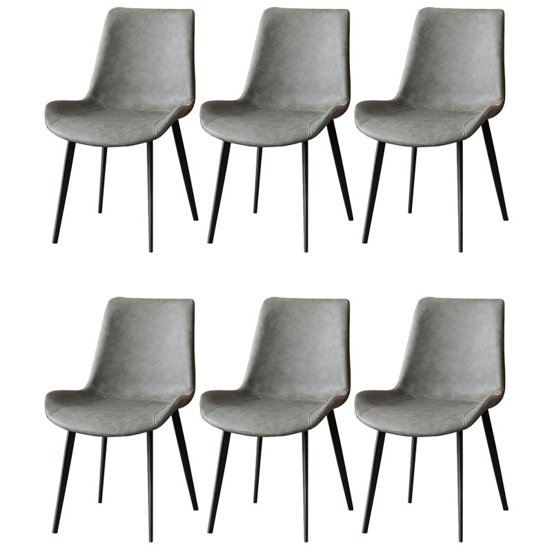 Industrial Leather Dining Chairs Solid Back Arm Side Chairs for Kitchen