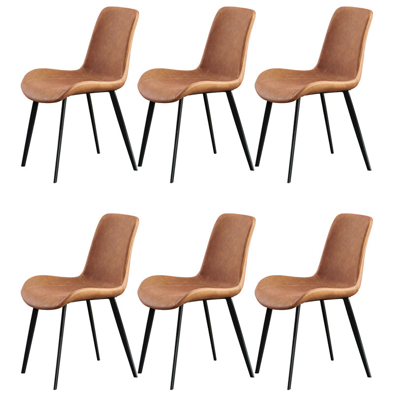 Industrial Leather Dining Chairs Solid Back Arm Side Chairs for Kitchen
