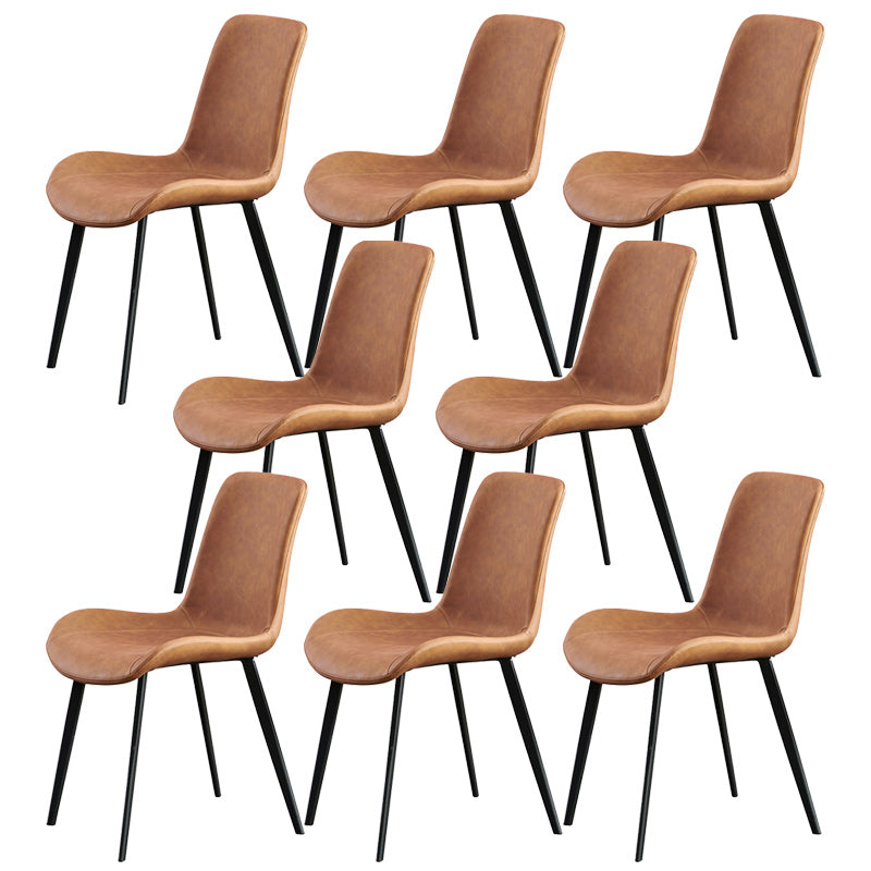 Industrial Leather Dining Chairs Solid Back Arm Side Chairs for Kitchen