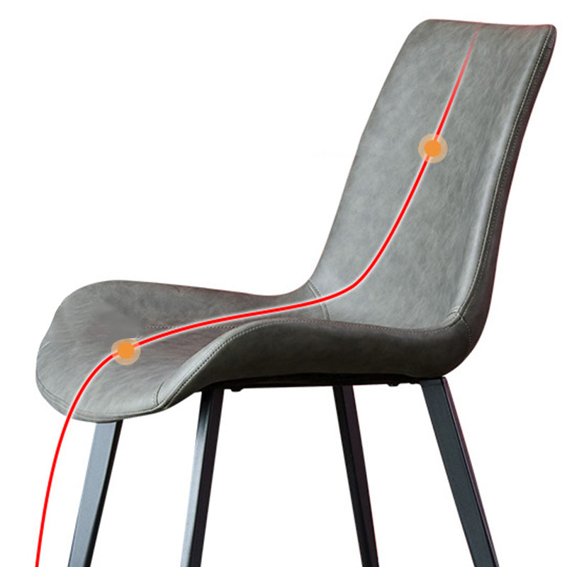 Industrial Leather Dining Chairs Solid Back Arm Side Chairs for Kitchen